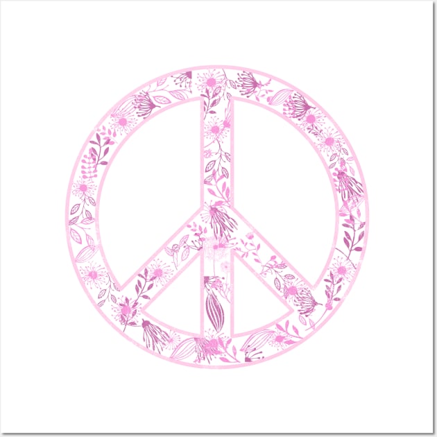 Vintage Girly Flower Peace Sign Wall Art by theglaze